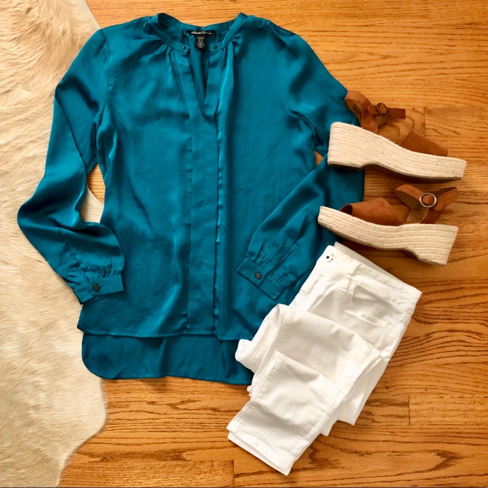 Teal Silky Blouse